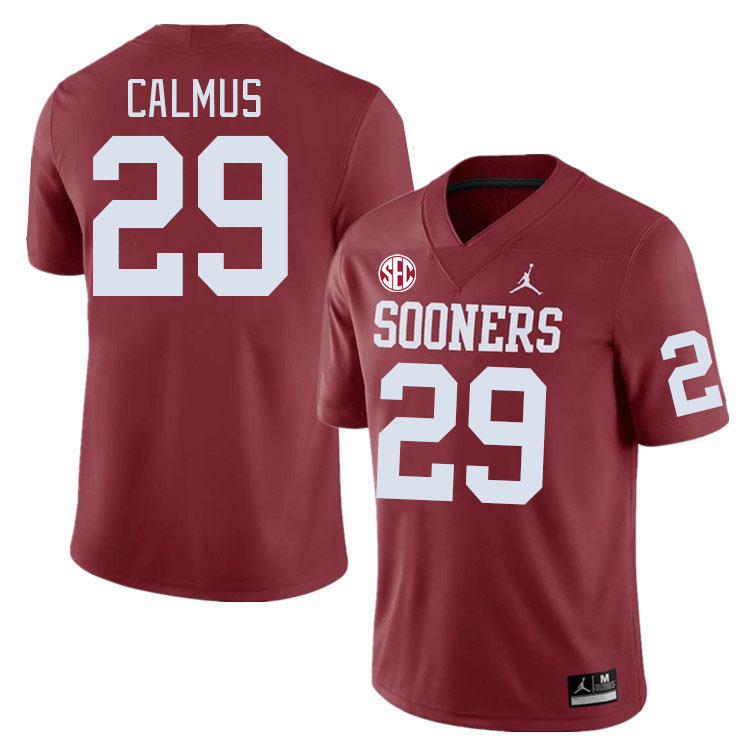 #29 Casen Calmus Oklahoma Sooners 2024 SEC Conference College Football Jerseys-Crimson